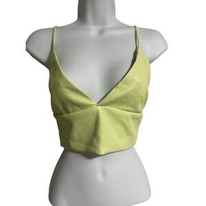 House Of Harlow 1960 Faux Leather Crop Top Lime Green Womens Size 6 Zipper Back